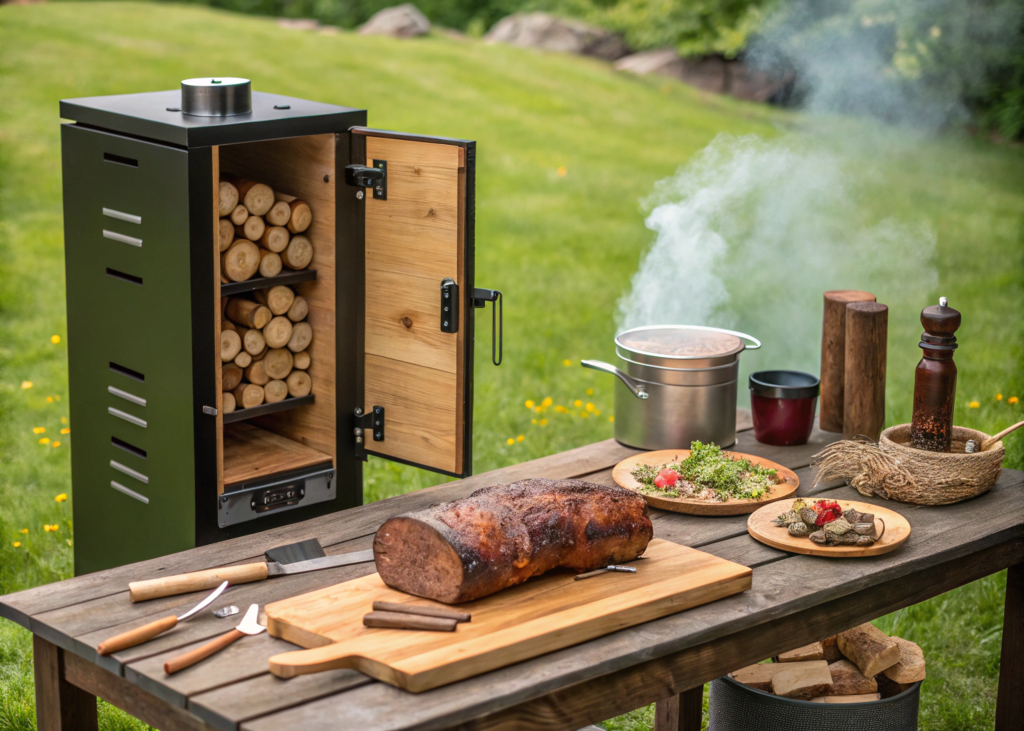 modern wood smoker for the perfect smoked meatloaf recipe