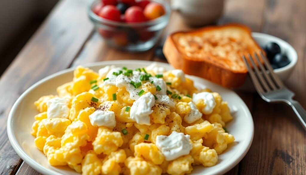 scrambled eggs with cottage cheese